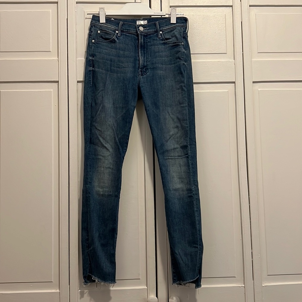 Mother Denim skinny high rise raw hem, size 27